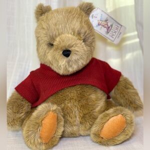 Disney Classic Winnie The Pooh 12” Plush By Gund- Red Sweater Vintage Teddy Bear